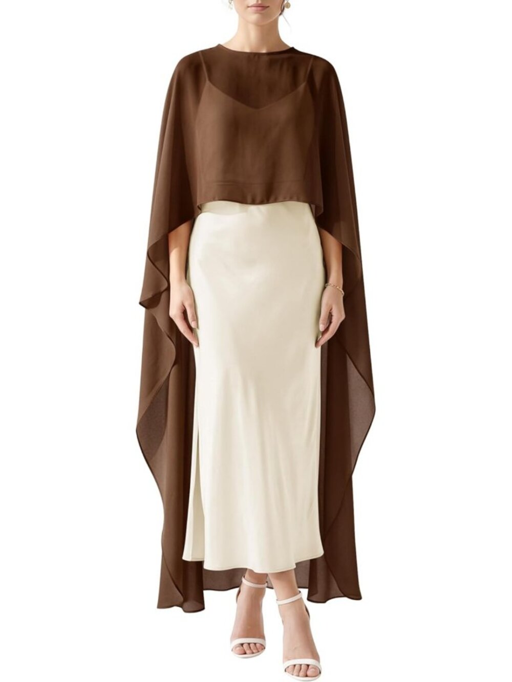 Flowy Sheer Cape Shawl for Women | Elegant Bridal Cover-Up Poncho Top